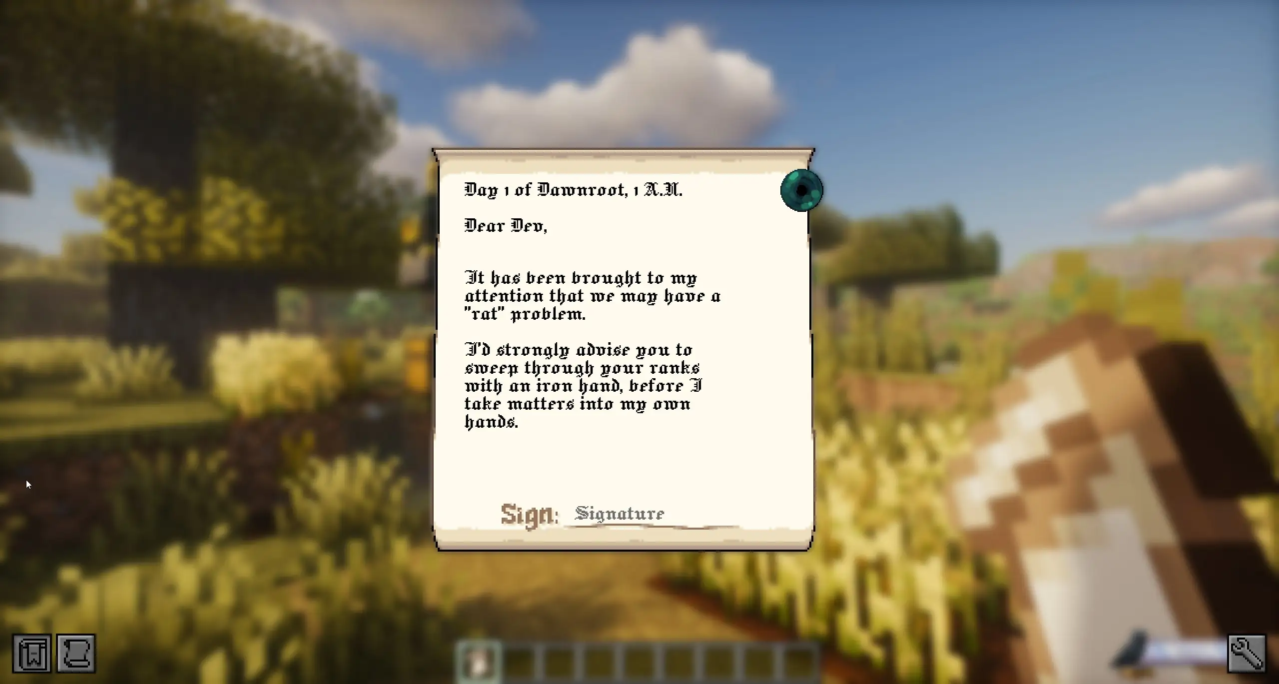 Écrire un message scroll