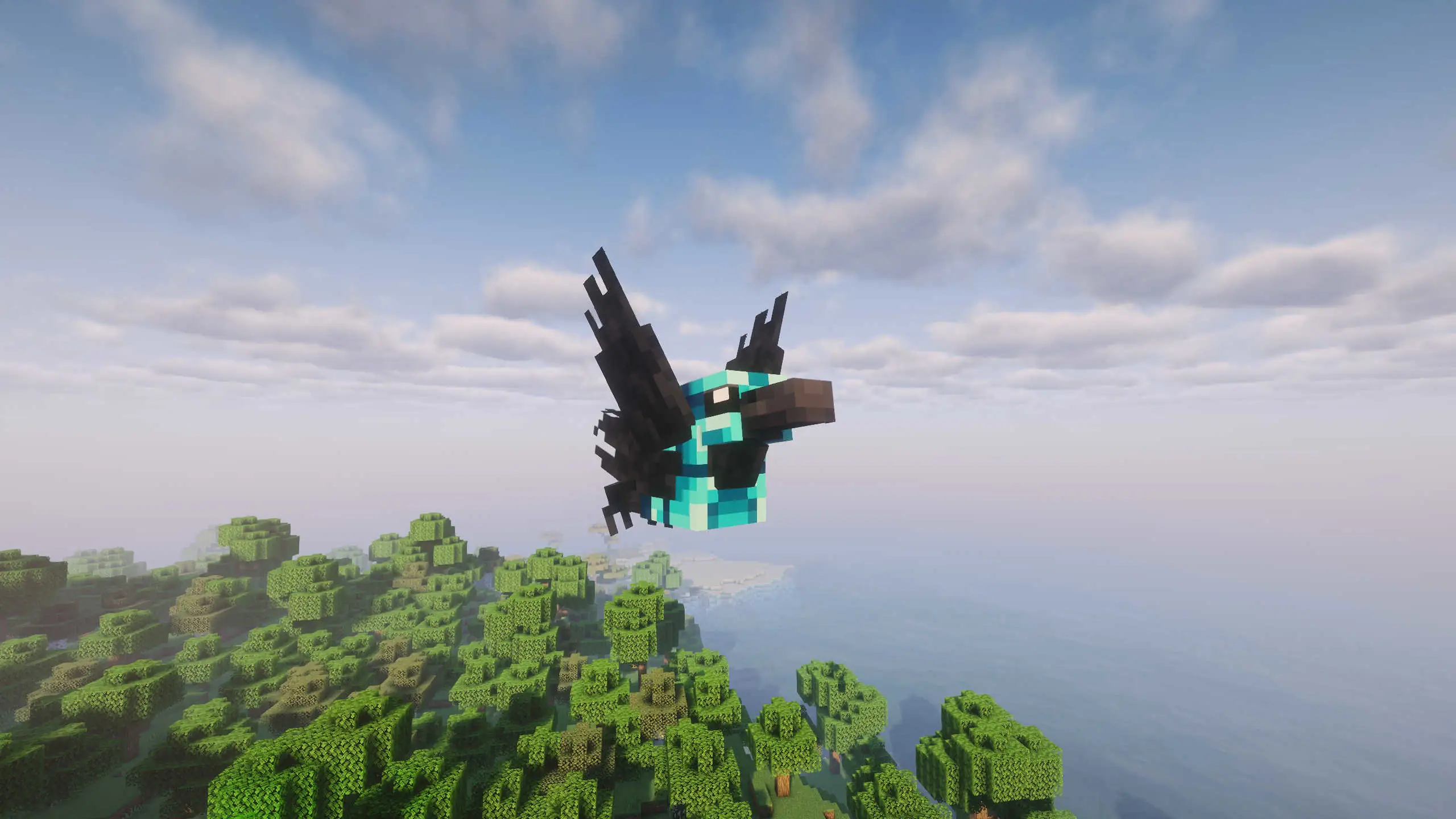 A Raven wearing Diamond Raven Armor